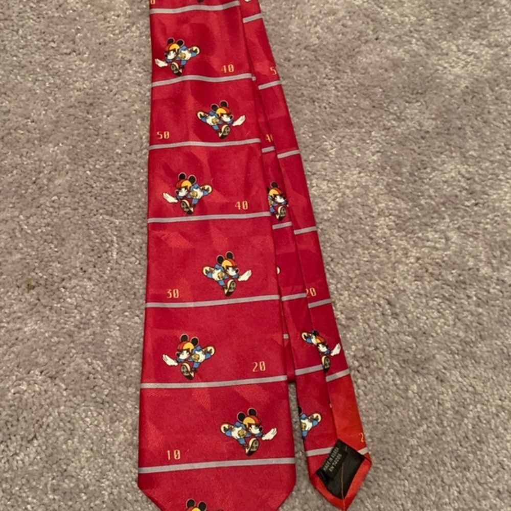 Vintage Disney Mickey Mouse Football‎ Red Men's Neck Tie 90's unique